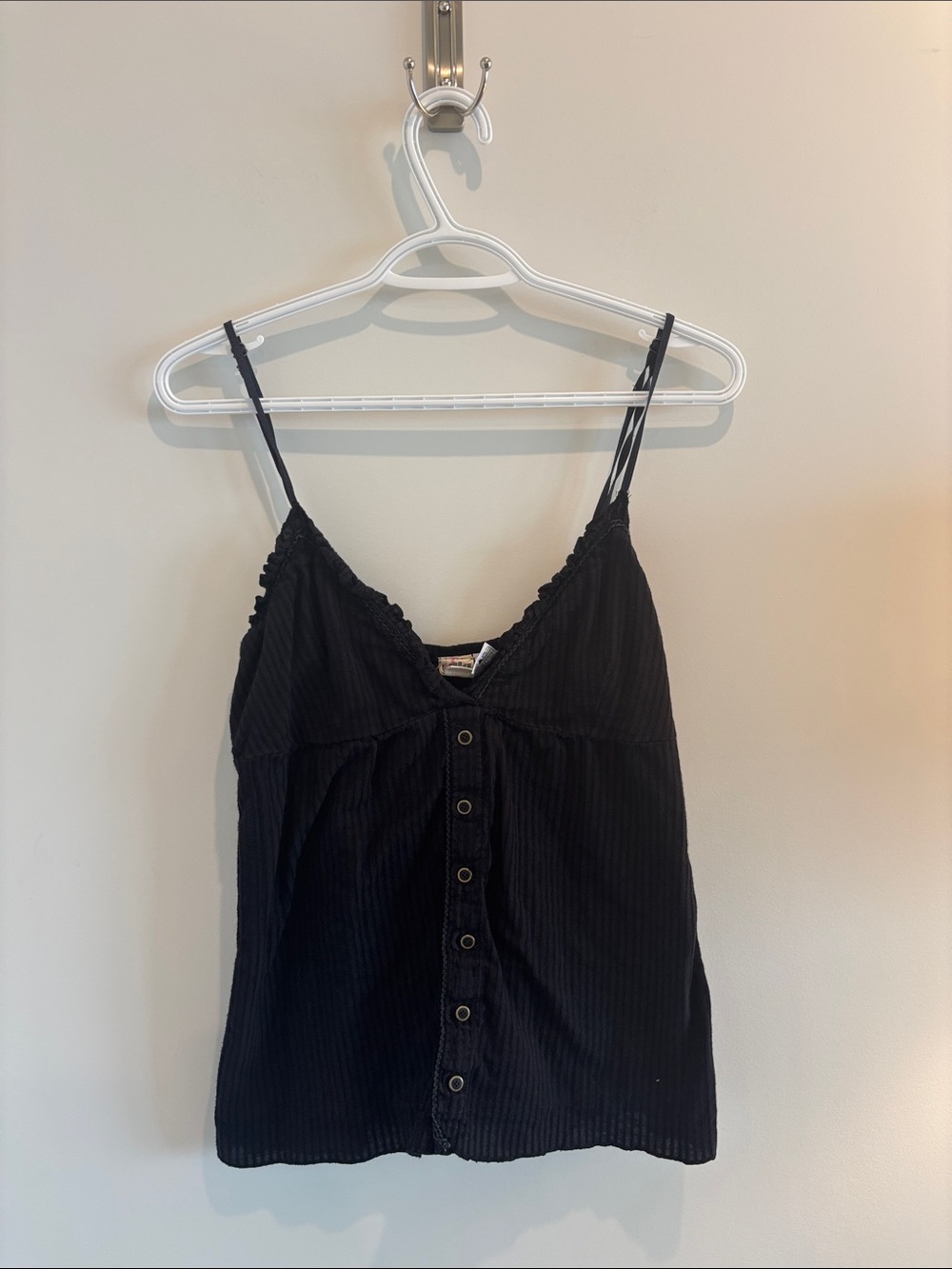 Billabong Black Ribbed Button-Front Camisole vintage rare